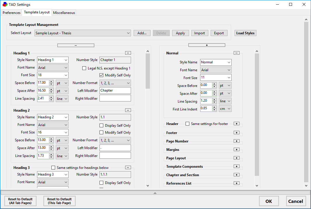 Styles Settings